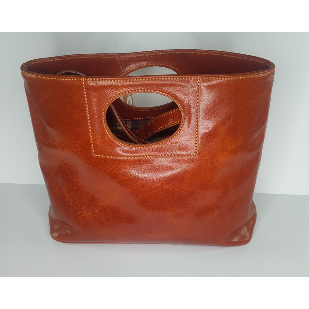 Charlie Leather Shiny Cognac/Tan/Brown Medium Shoulder Bag/Top Handle Bag-NWT